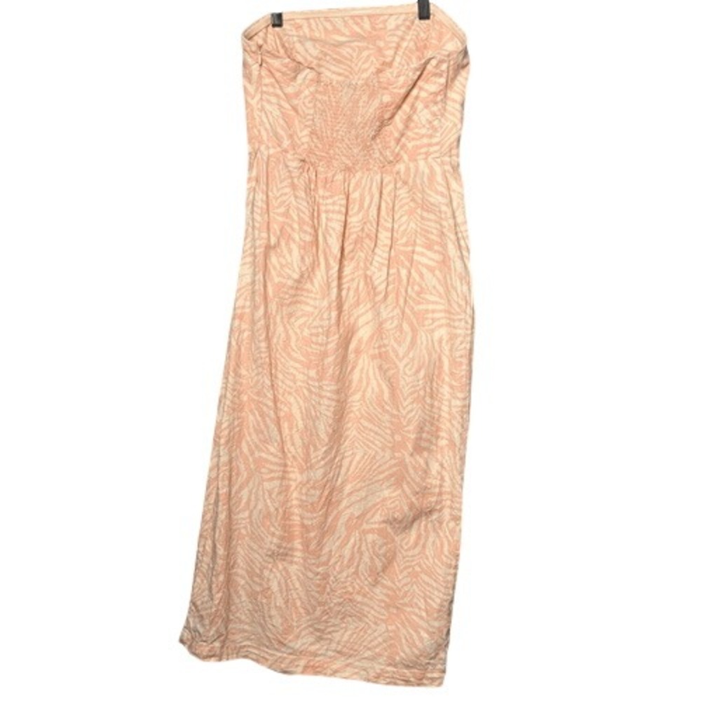 Urban‎ Outfitters Dress Womens M Pink White Zebra Print Strapless Linen Blend